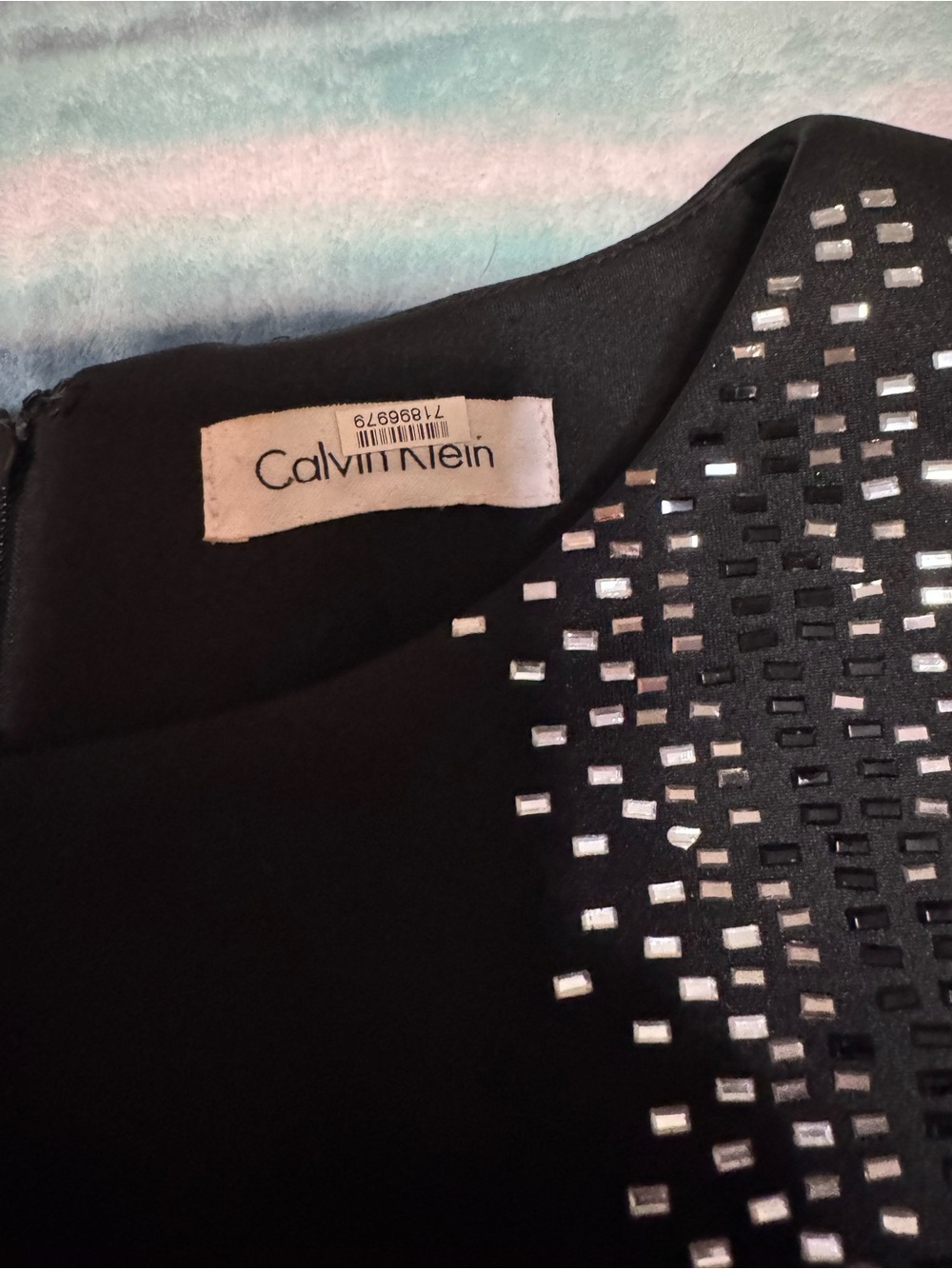 Calvin Klein Black Dress with Silver Rectangular Embellishments